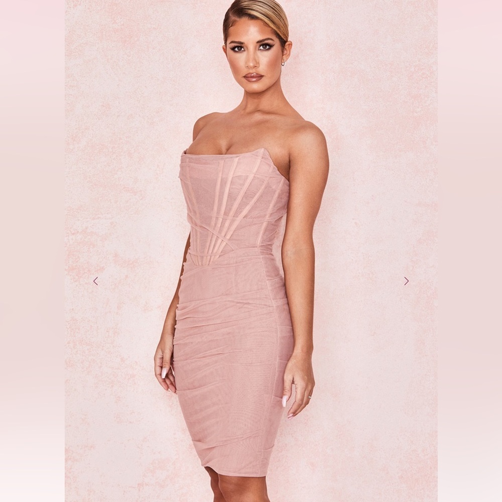 New with tag House of CB Leila Elegant Pink Strapless Dress